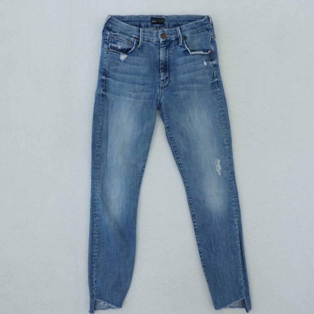Mother The Looker Jeans Women's 27 Where There Is Smoke Ankle Step Fray Skinny